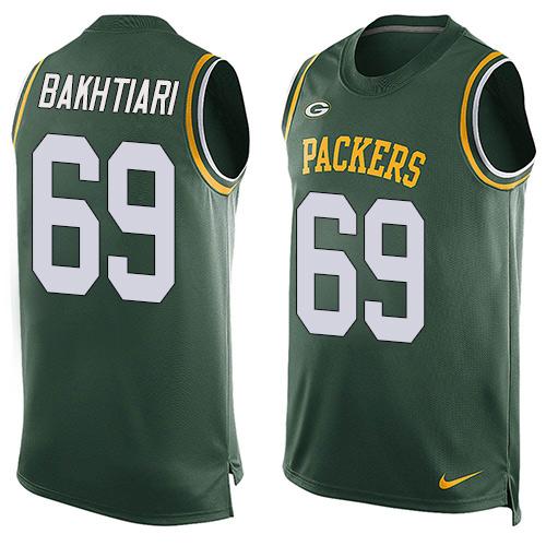  Packers #69 David Bakhtiari Green Team Color Men's Stitched NFL Limited Tank Top Jersey